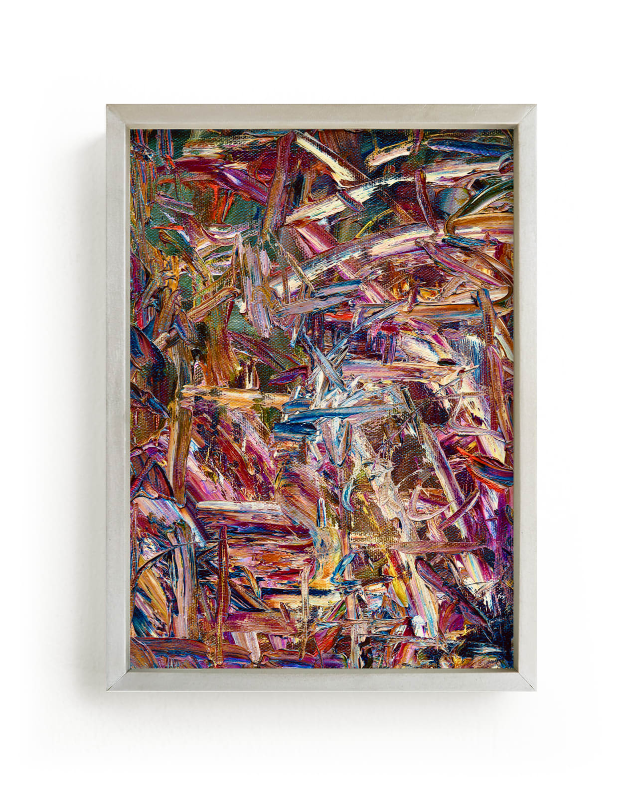 "Dancing Colors" - Art Print in Burgundy by Claire Duda - Framed