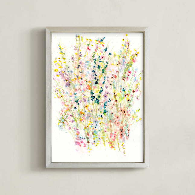 "Gathering Wildflowers" - Art Print in Goldenrod by Lindsay Megahed - Framed