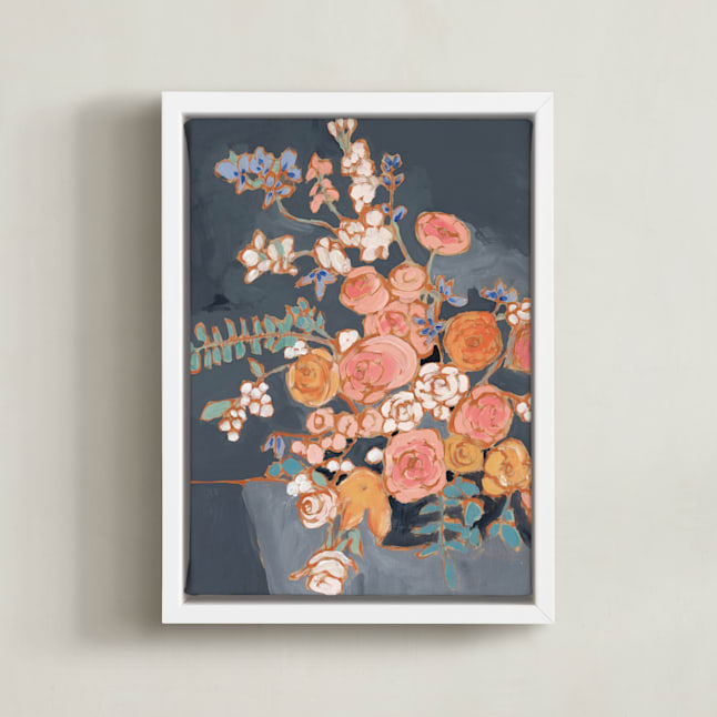 "Sitting Pretty I" - Art Print in Grey by Jennifer Allevato - Framed Canvas