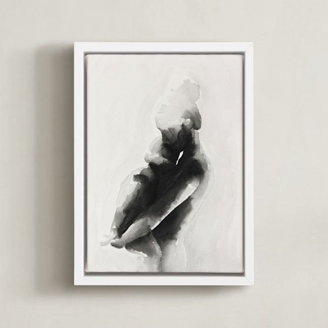 "mother embrace" - Art Print in Black by Kate Ahn - Framed Canvas