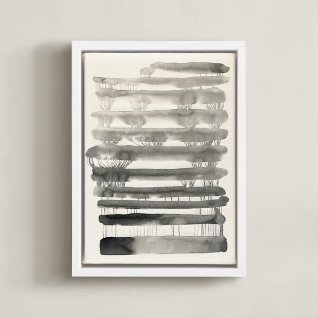 "Abstract Watercolor 90" - Art Print in Black by Ekaterina Romanova - Framed Canvas
