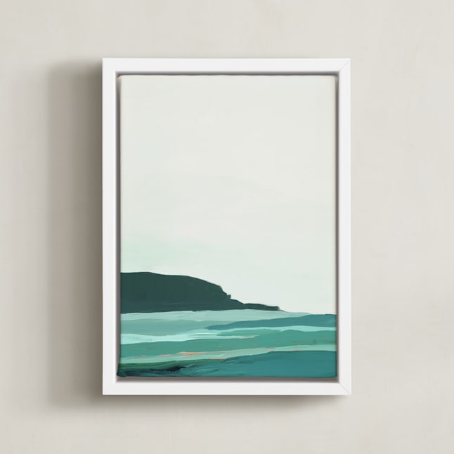 "Abstract Pacific Seascape Diptych 2" - Art Print in Turquoise by Caryn Owen - Framed Canvas