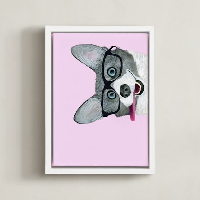 "photobomb" - Art Print in bubblegum by Deborah Chou - Framed Canvas