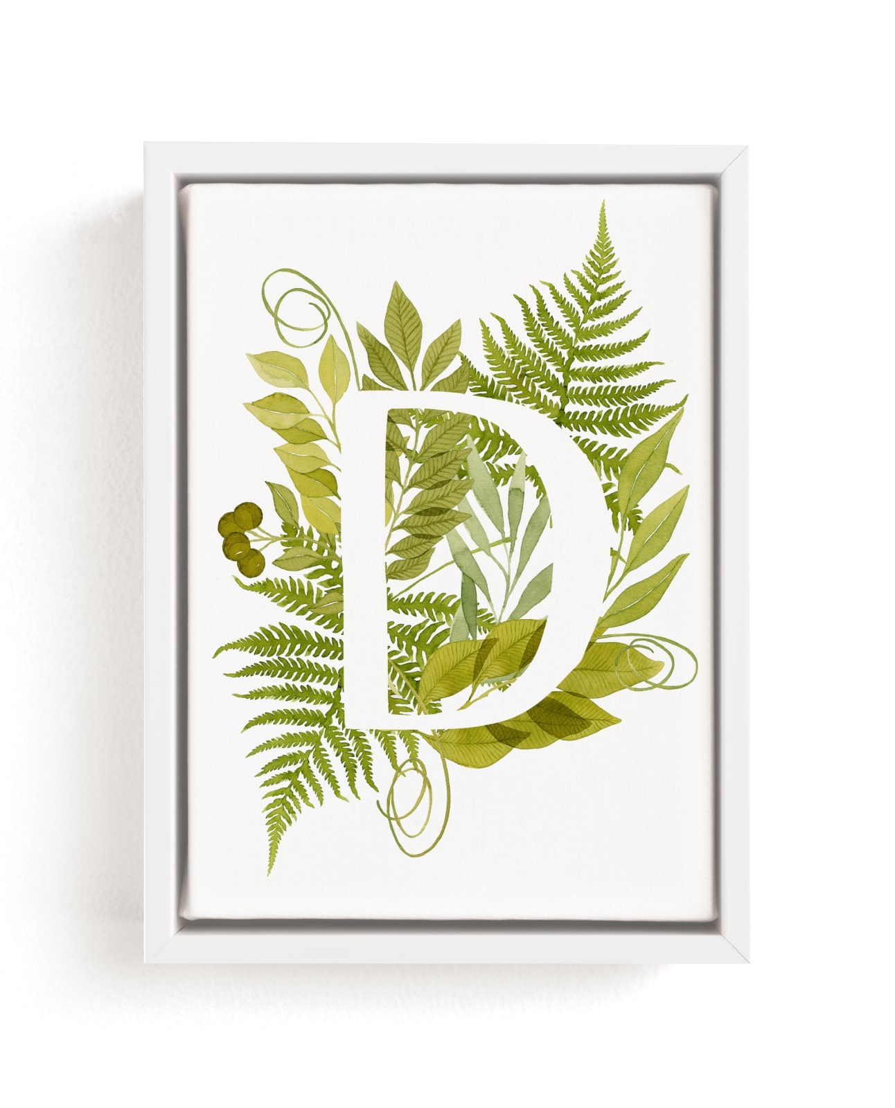"Floral Monogram with Fern. Letter D" by Helga Wigandt in beautiful frame options and a variety of sizes.