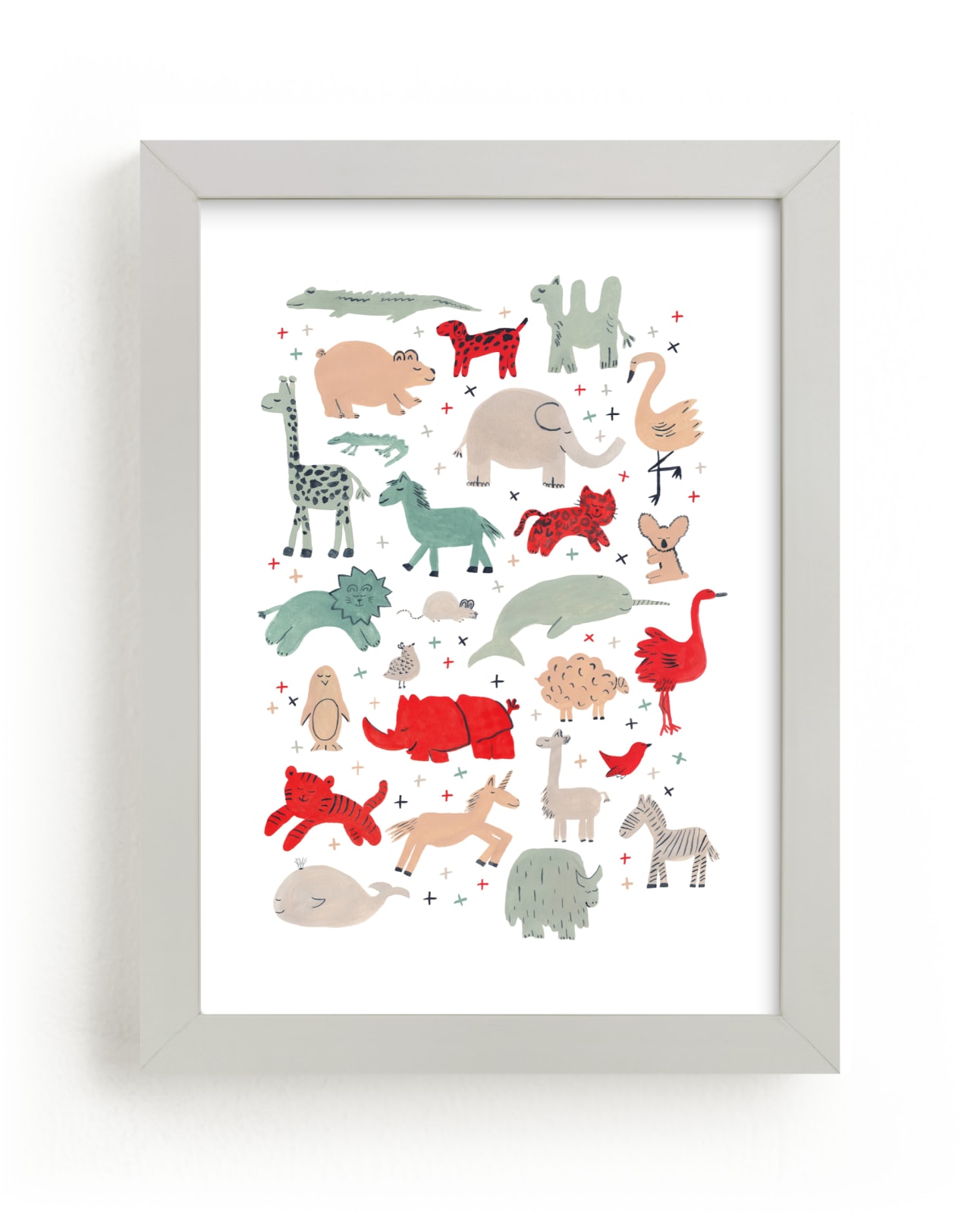 "anim-alphabet" - Art Print in cardinal by Sarah York - Framed
