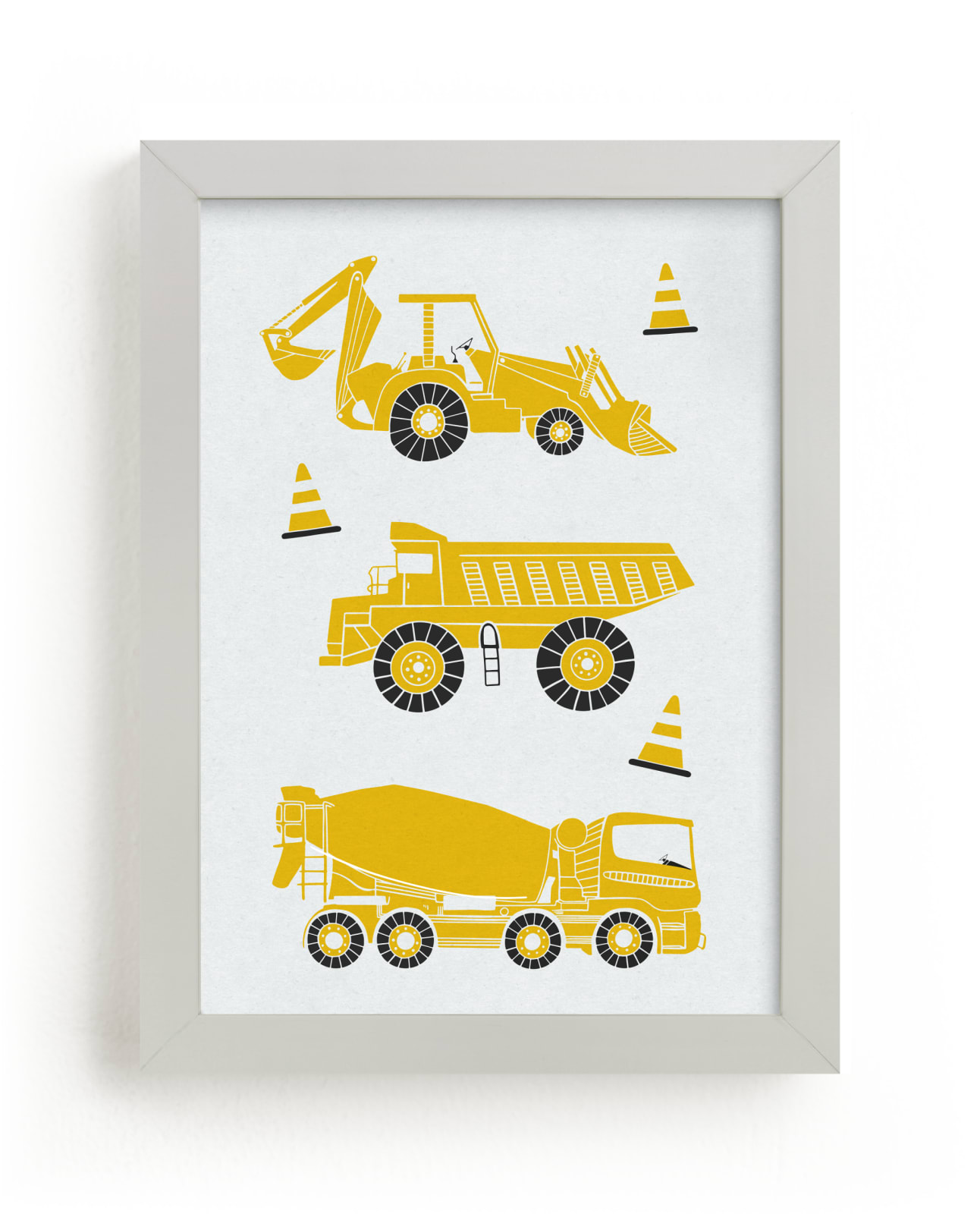 "Construction Trucks" - Art Print by Leanne Friedberg in beautiful frame options and a variety of sizes.
