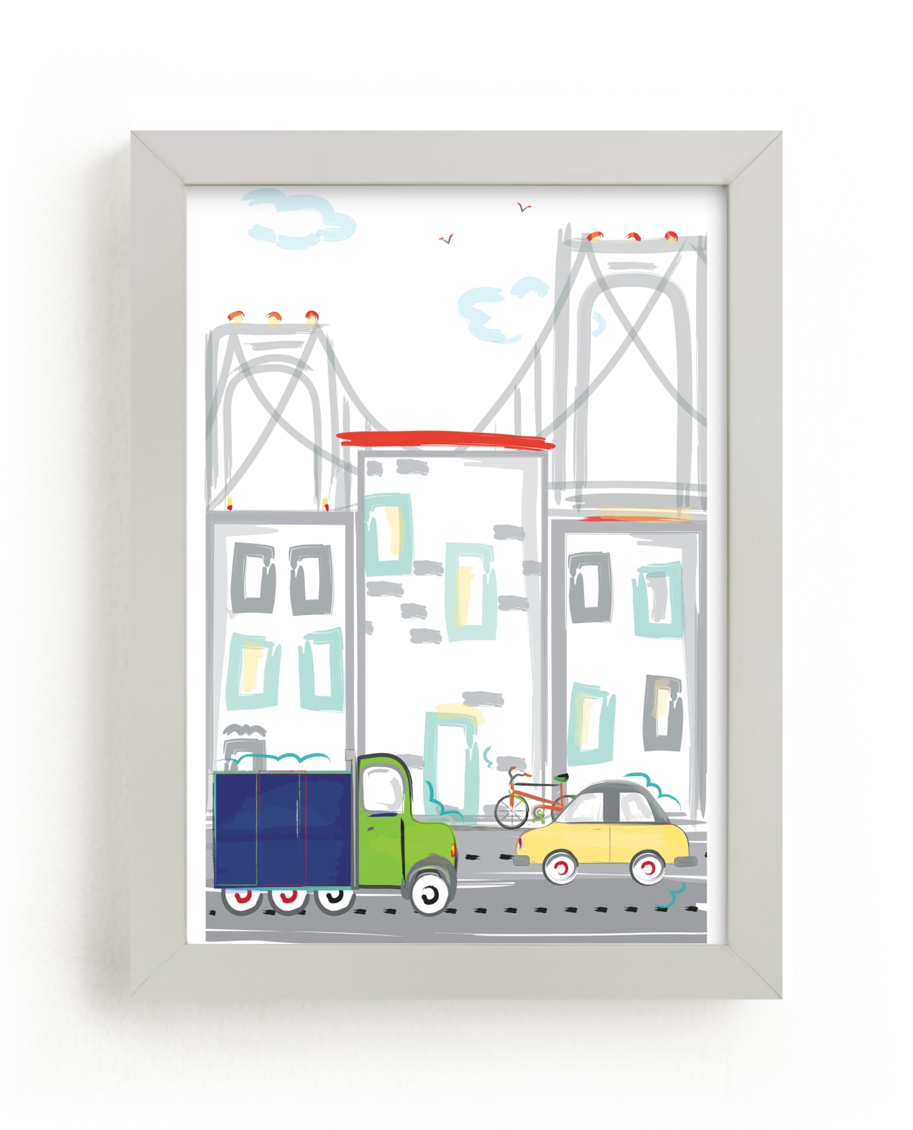 "Beep Beep City" - Art Print by Rebecca Marchese in beautiful frame options and a variety of sizes.
