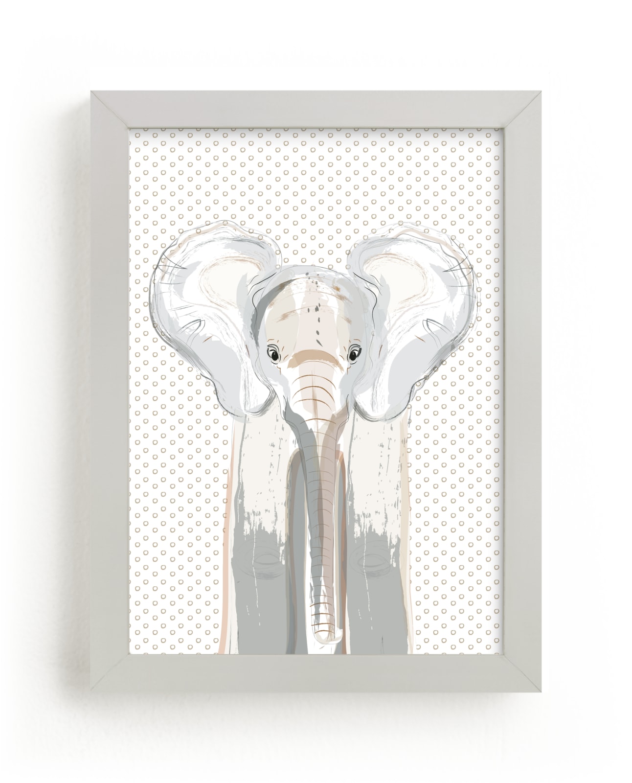 "Baby Safari Elephant" - Art Print by Rebecca Marchese in beautiful frame options and a variety of sizes.