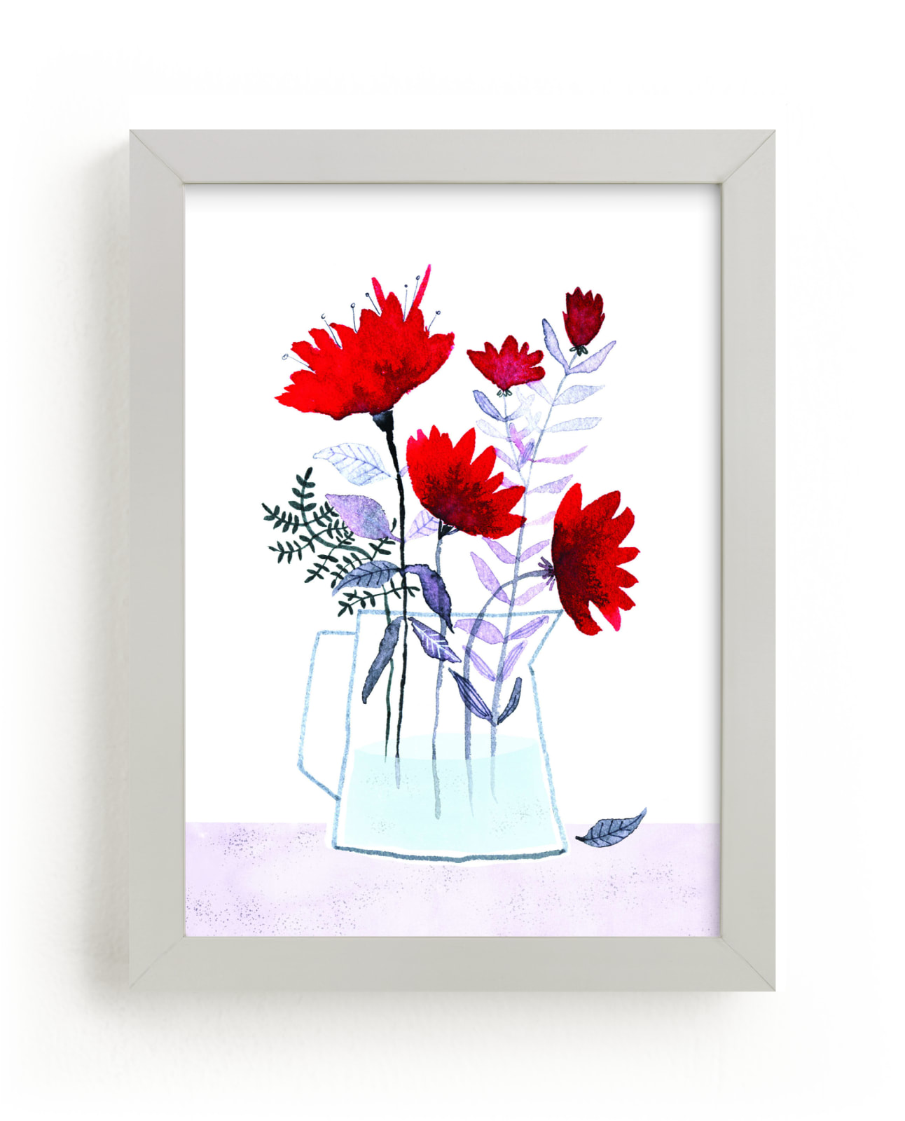 "Red Flowers in Grey Vase" by Michele Norris in beautiful frame options and a variety of sizes.