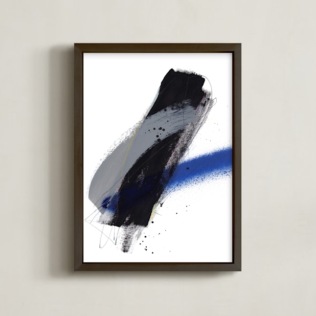 "Study 32" - Art Print in Black, white and blue by Jaime Derringer - Framed