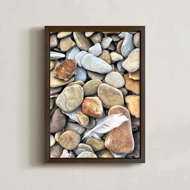"Beach Feather" - Art Print in White by Misty Hughes - Framed