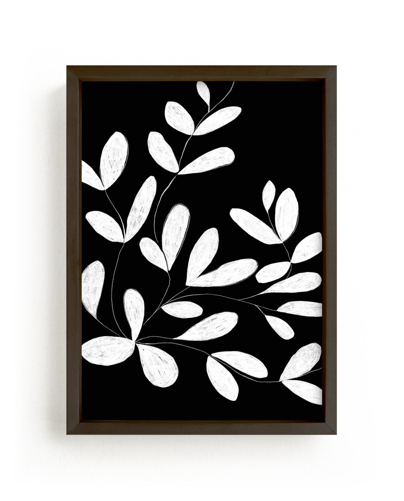 "Leaves in Black + White" by Jennifer Hallock in beautiful frame options and a variety of sizes.