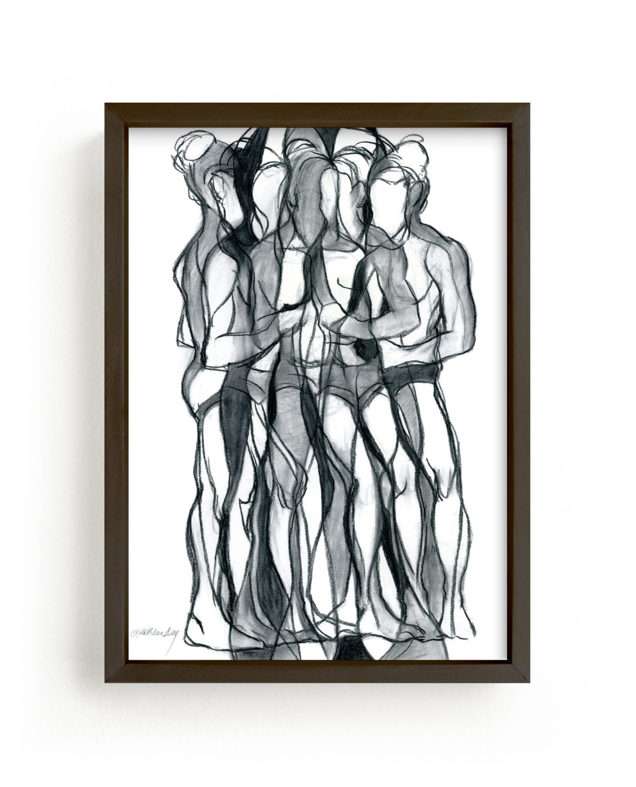 "Turn II, Abstract Figure Drawing" by Kathleen Ney in beautiful frame options and a variety of sizes.