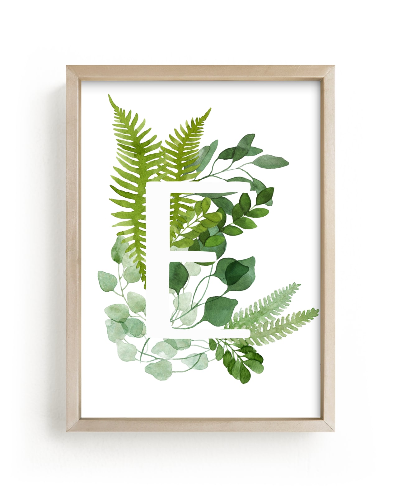 "Floral Monogram E" by Helga Wigandt in beautiful frame options and a variety of sizes.