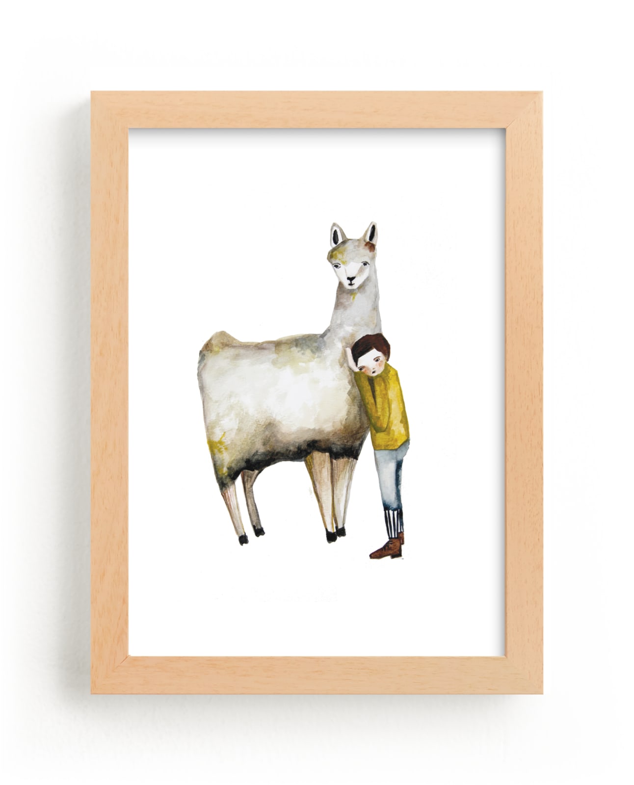 "LLama and Boy" - Limited Edition Art Print by Sarah Fitzgerald in beautiful frame options and a variety of sizes.