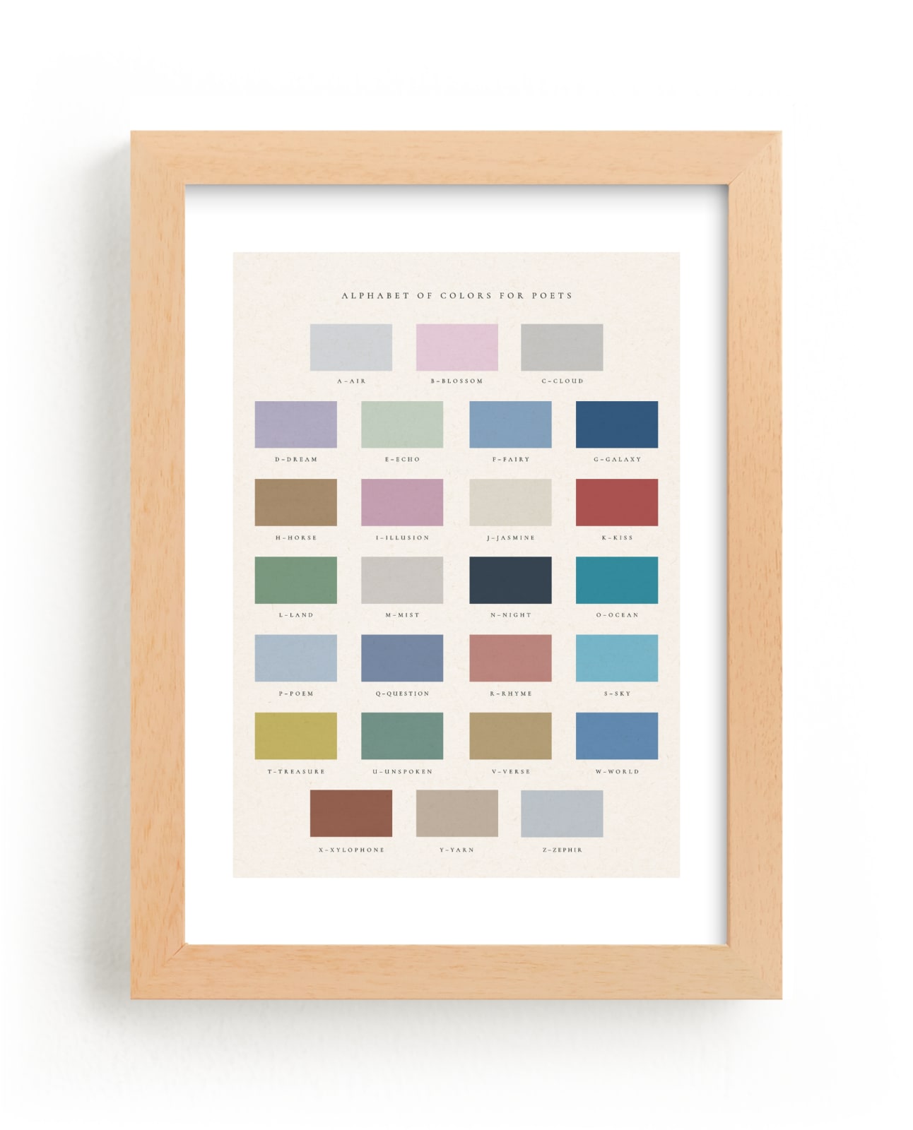 "alphabet of colors for poets" - Limited Edition Art Print by Sumak Studio in beautiful frame options and a variety of sizes.