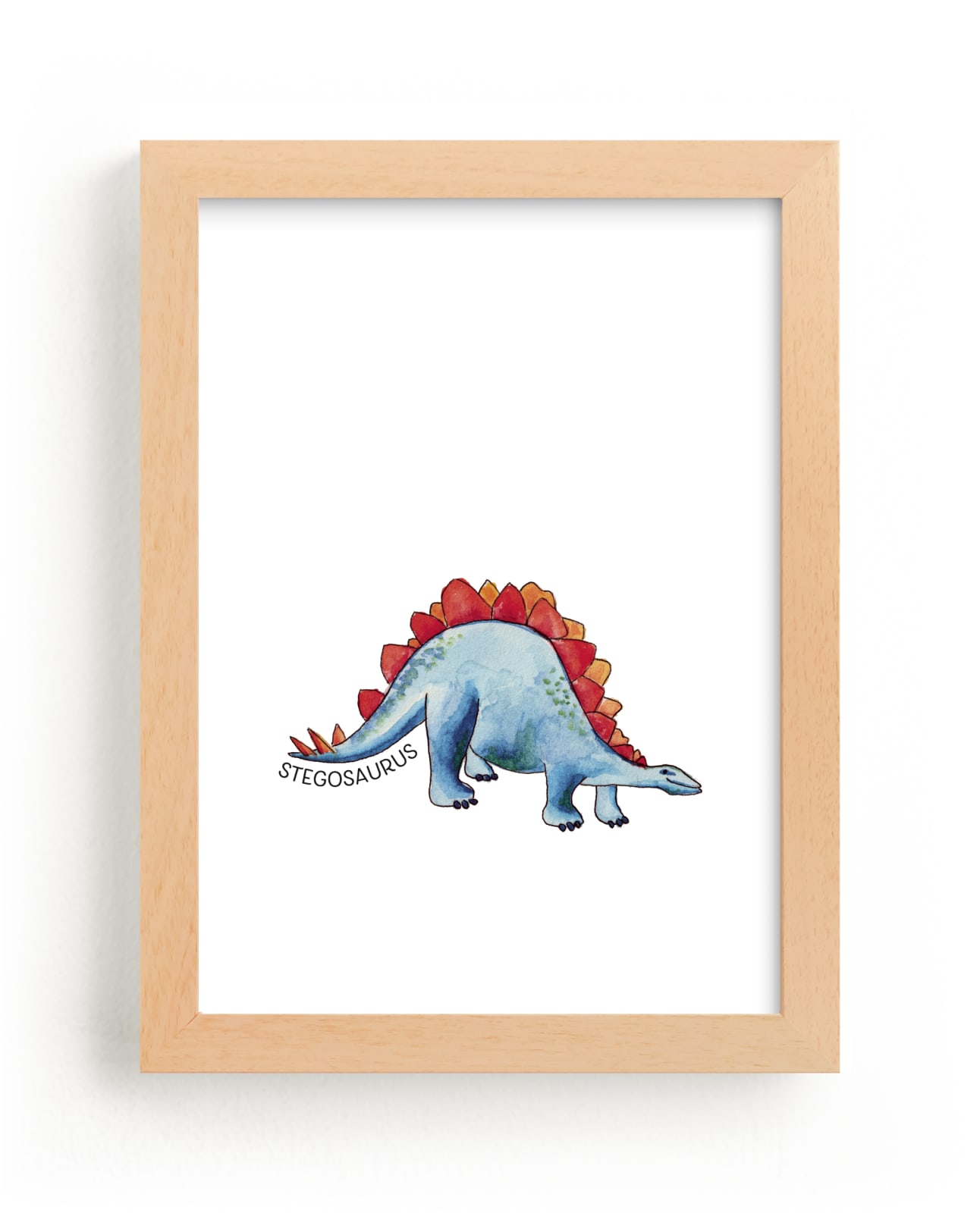 "Watercolor Dino Party Stegosaurus" by Rachel Getz in beautiful frame options and a variety of sizes.