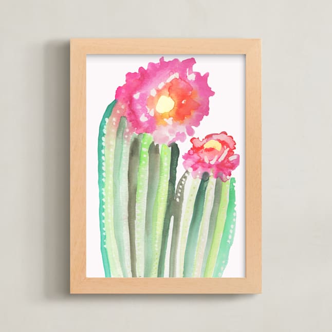 "Cactus Flower" - Art Print in Cactus Flower pink by Christi Parks - Framed