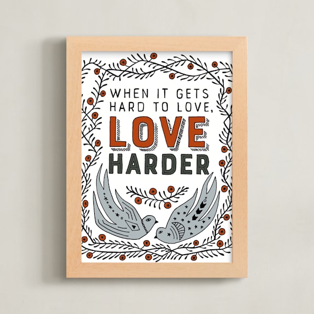"Love Harder" - Art Print in Earthtones by Brooke Bristow - Framed