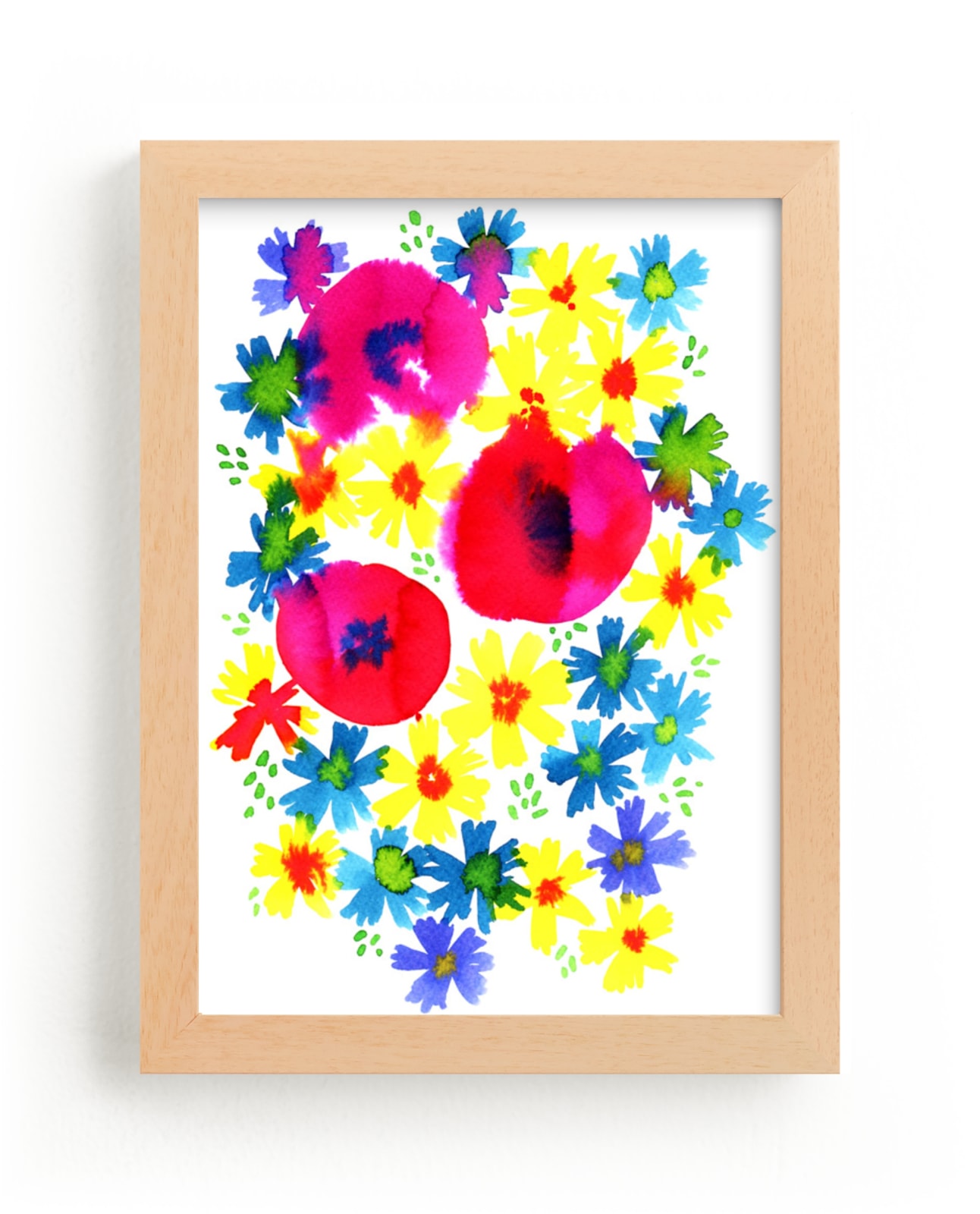 "Bright summer florals" - Art Print in Sunshine by Alexandra Dzh - Framed