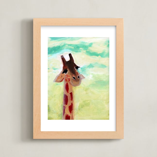 "Giraffe Up Close" - Art Print in Carmel by Lindsay Megahed - Framed