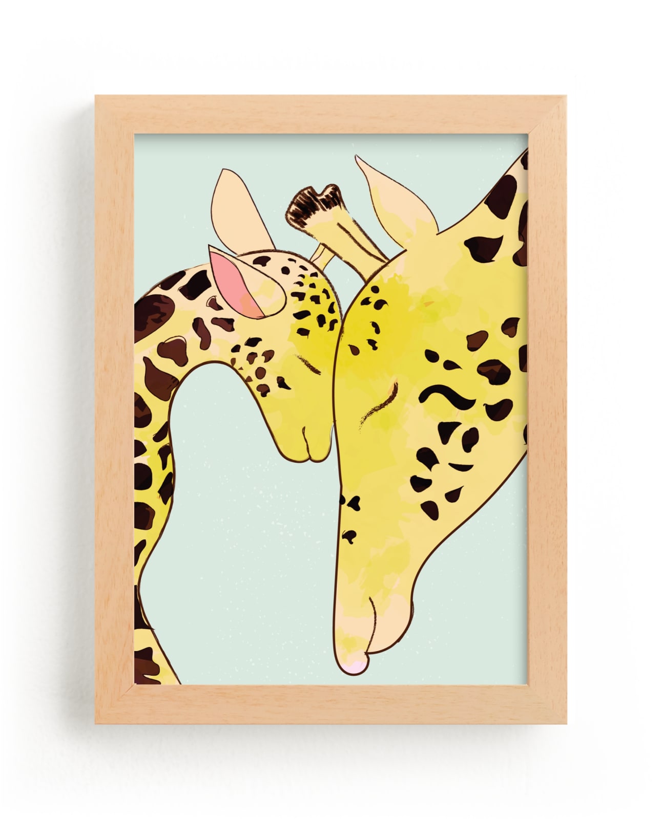 "Mama and Baby Giraffe" - Art Print by Char-Lynn Griffiths in beautiful frame options and a variety of sizes.