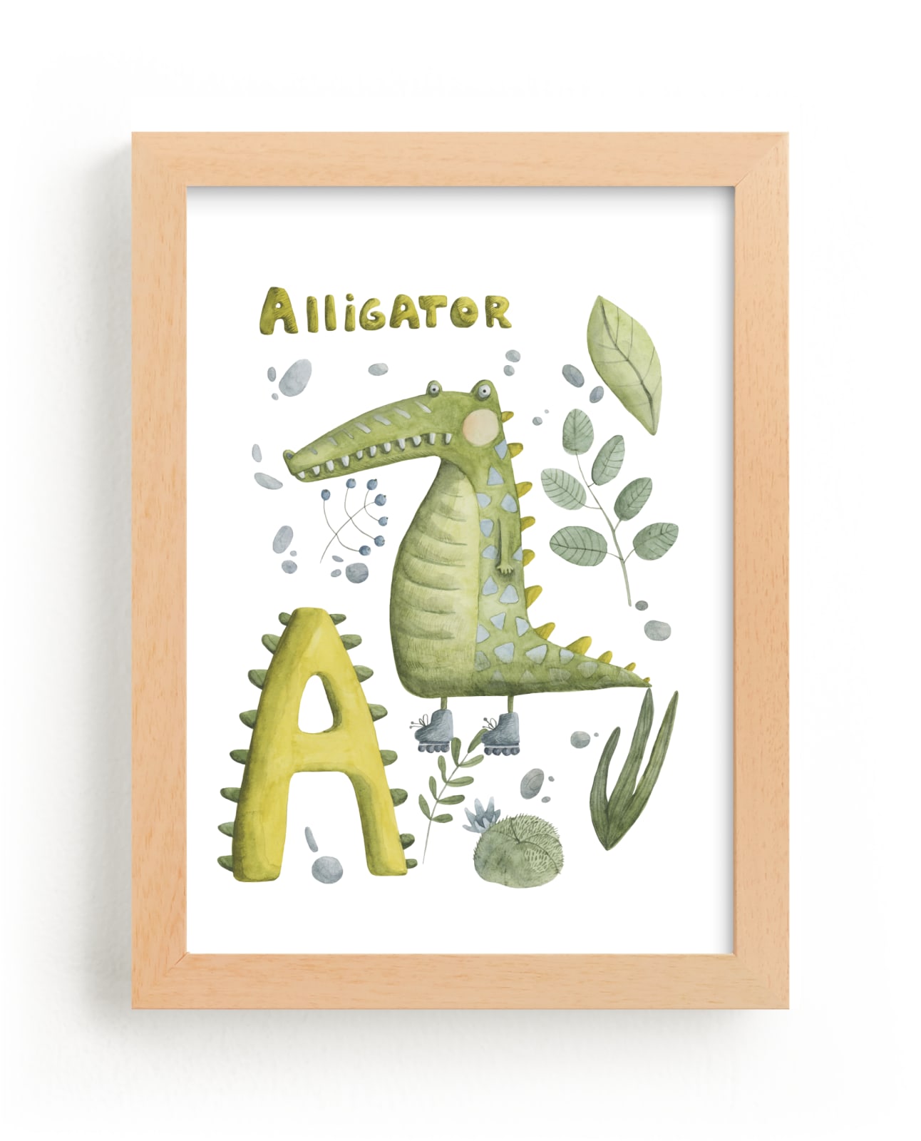 "A = Alligator" - Art Print by Anastasia Semanina in beautiful frame options and a variety of sizes.