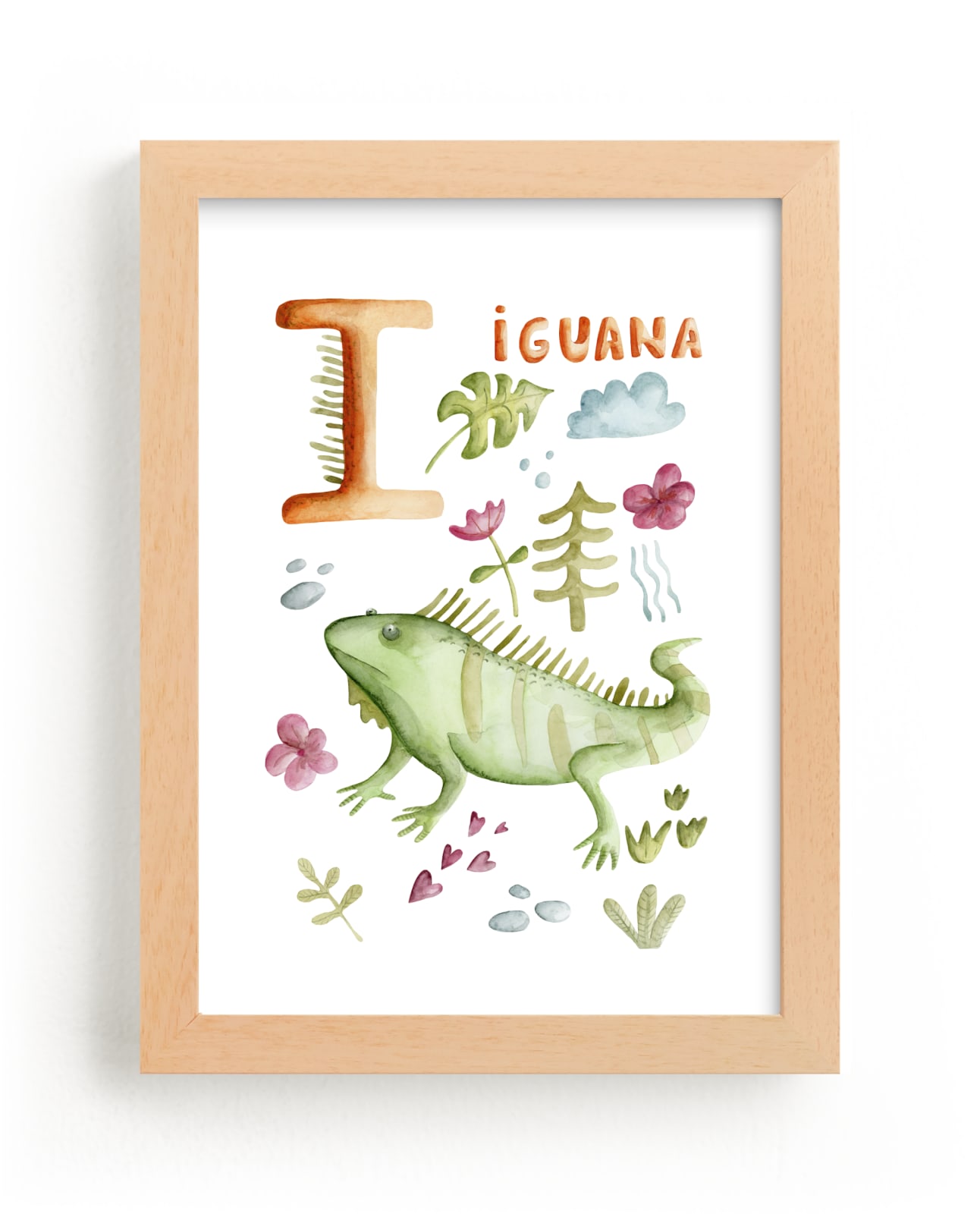 "I is for Iguana" - Art Print by Anastasia Semanina in beautiful frame options and a variety of sizes.