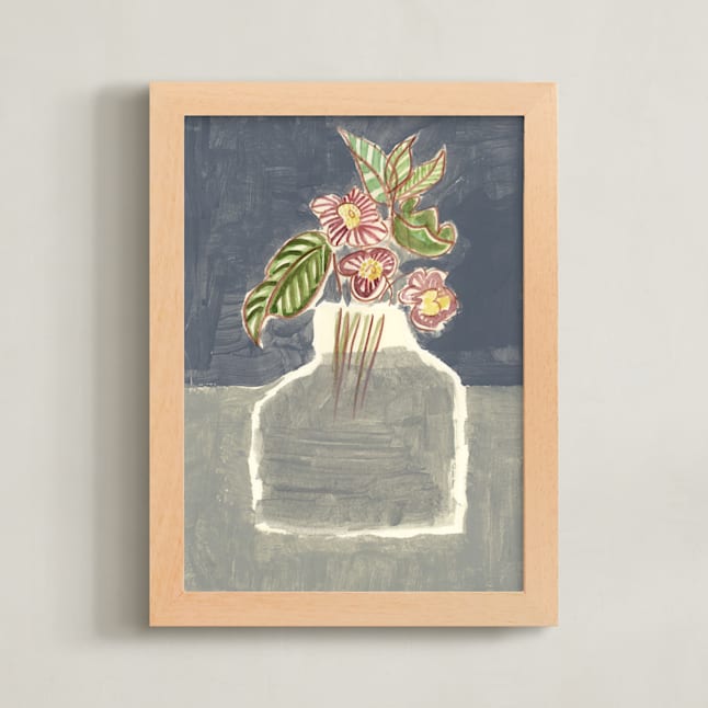 "Moody vase" - Art Print in moody grey by Bethania Lima - Framed