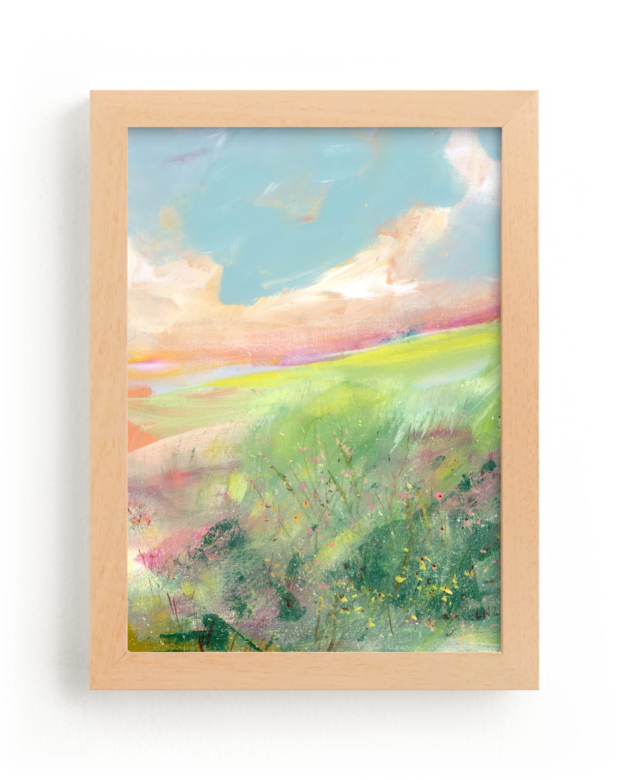 "Over The Creek" - Art Print in Grass by Lindsay Megahed - Framed