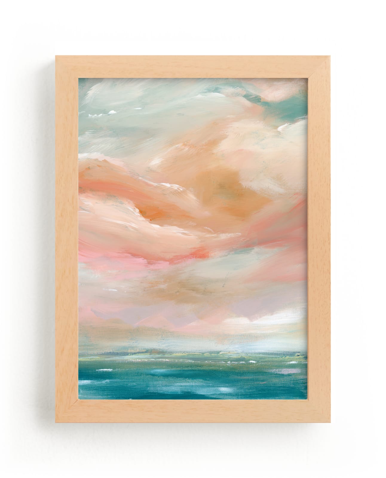 "Seascape at Sunset" - Art Print in Blush by Lindsay Megahed - Framed