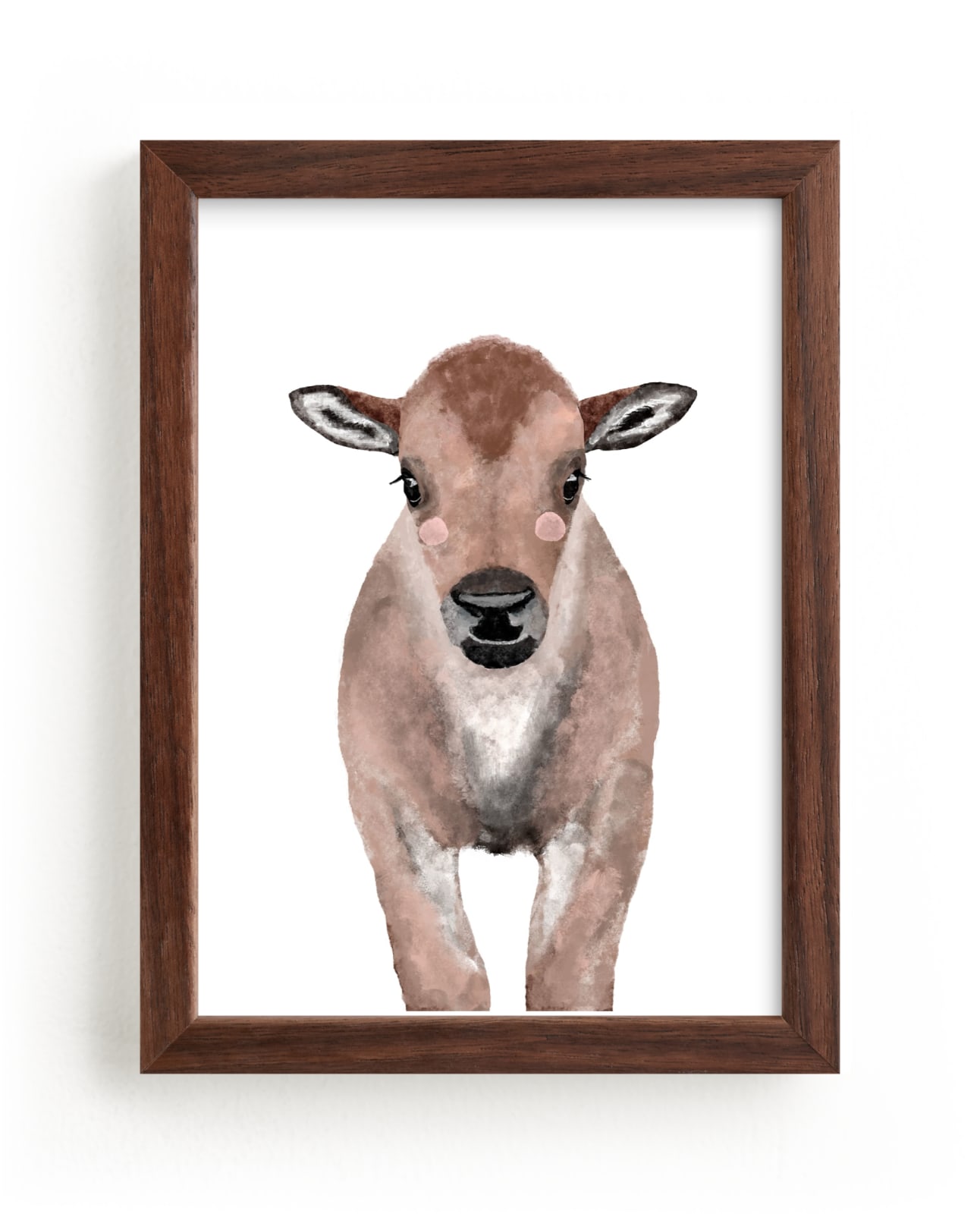 This is a brown kids wall art by Cass Loh called Baby Animal Bison.