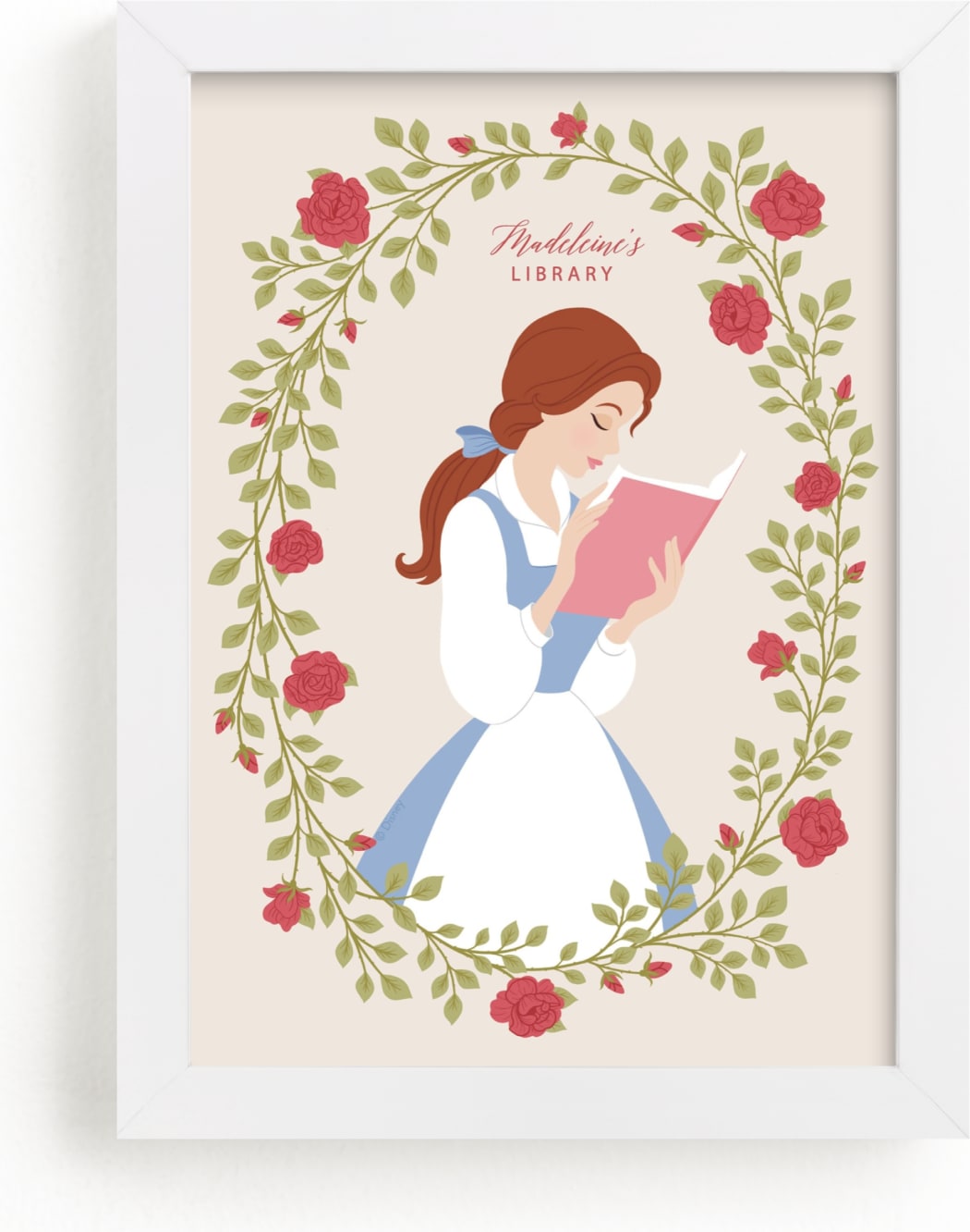 This is a colorful disney art by Jamie Alexander called Disney's Belle Library.