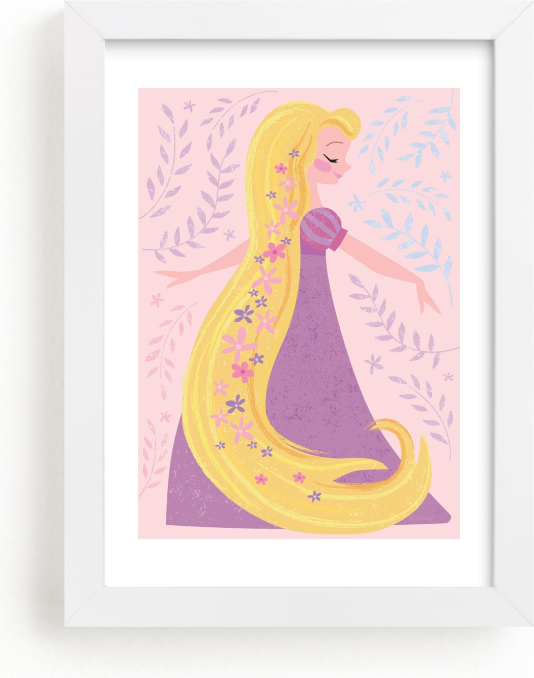This is a purple disney art by Angela Thompson called Disney Dreaming Rapunzel.