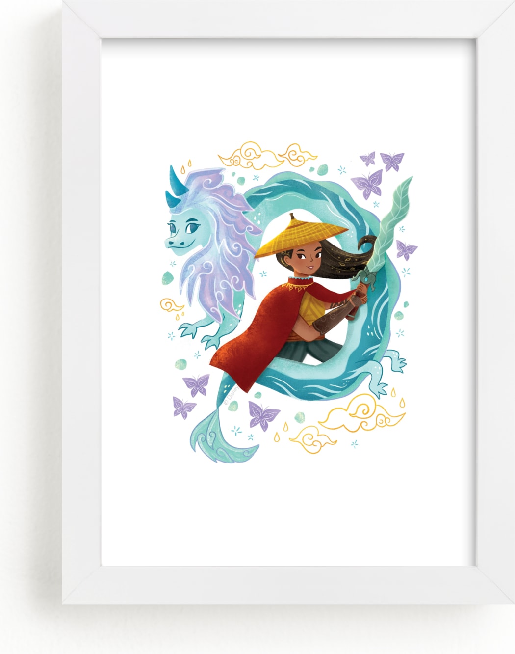 This is a blue, colorful, red disney art by curiouszhi called Disney's Warrior Princess Raya.