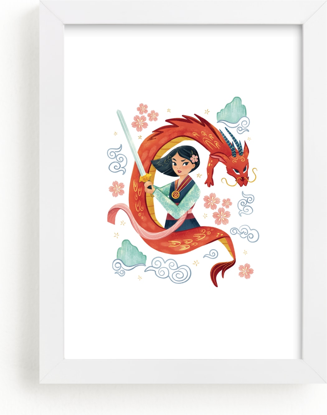 This is a colorful, green, red disney art by curiouszhi called Disney's Warrior Princess Mulan.