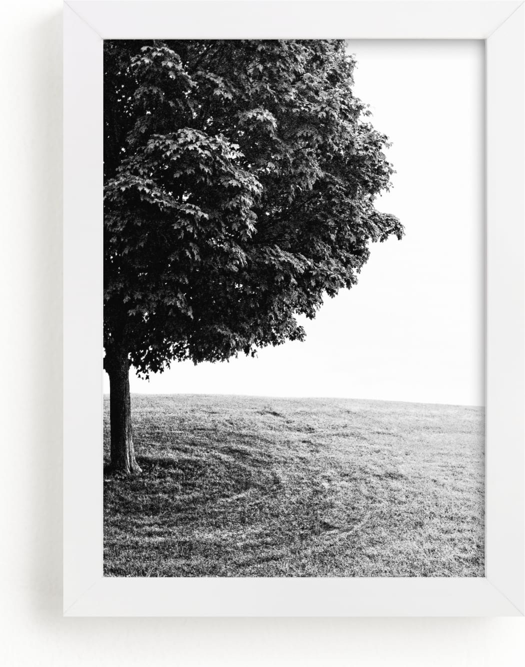 This is a black and white art by Eric Ransom called Tree on the Hill .