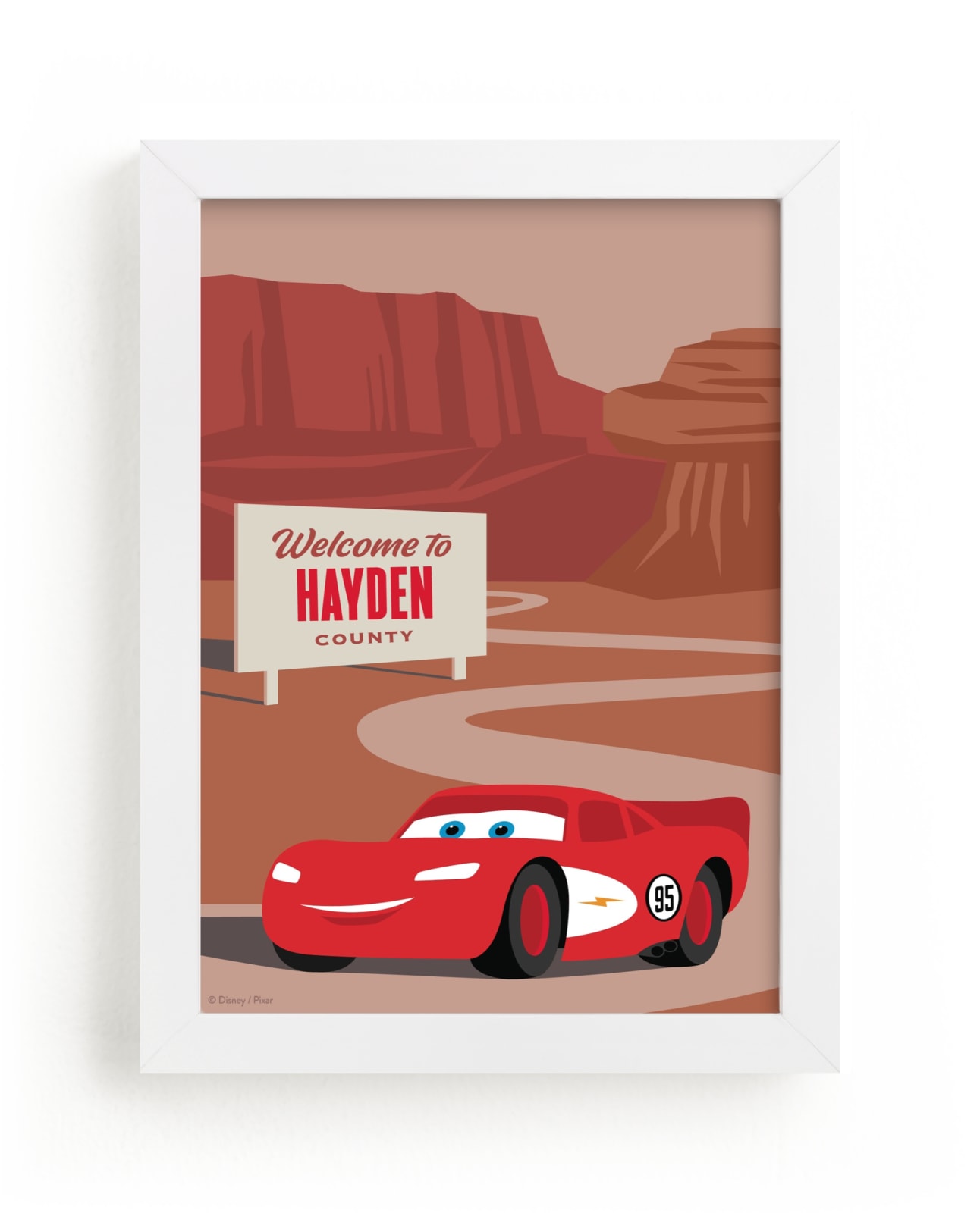Lightning McQueen Route 66 from Disney and Pixar's Cars Disney Art by Jill  Means | Minted