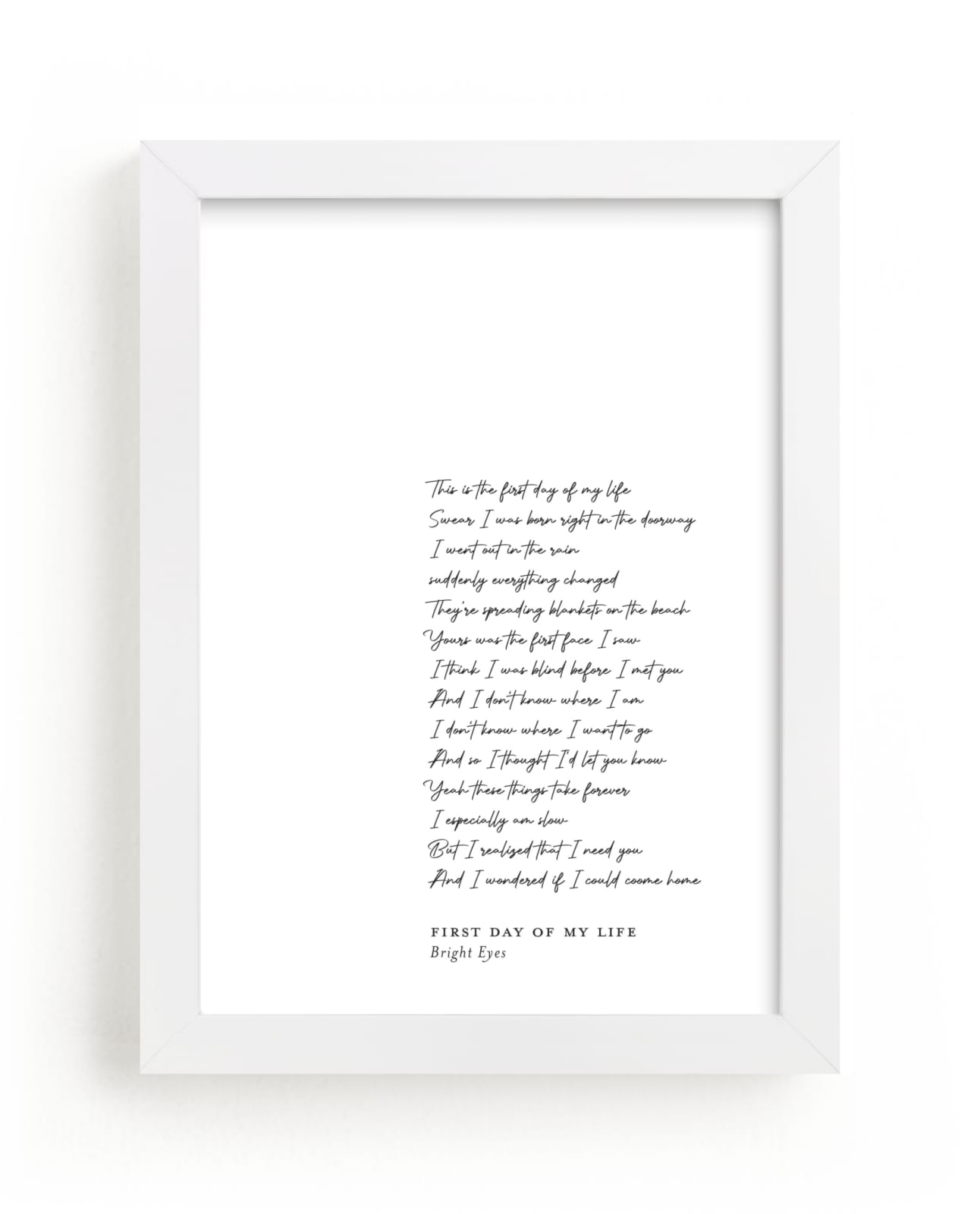 This is a white photos to art  by Minted called First Dance Lyrics Custom Art.