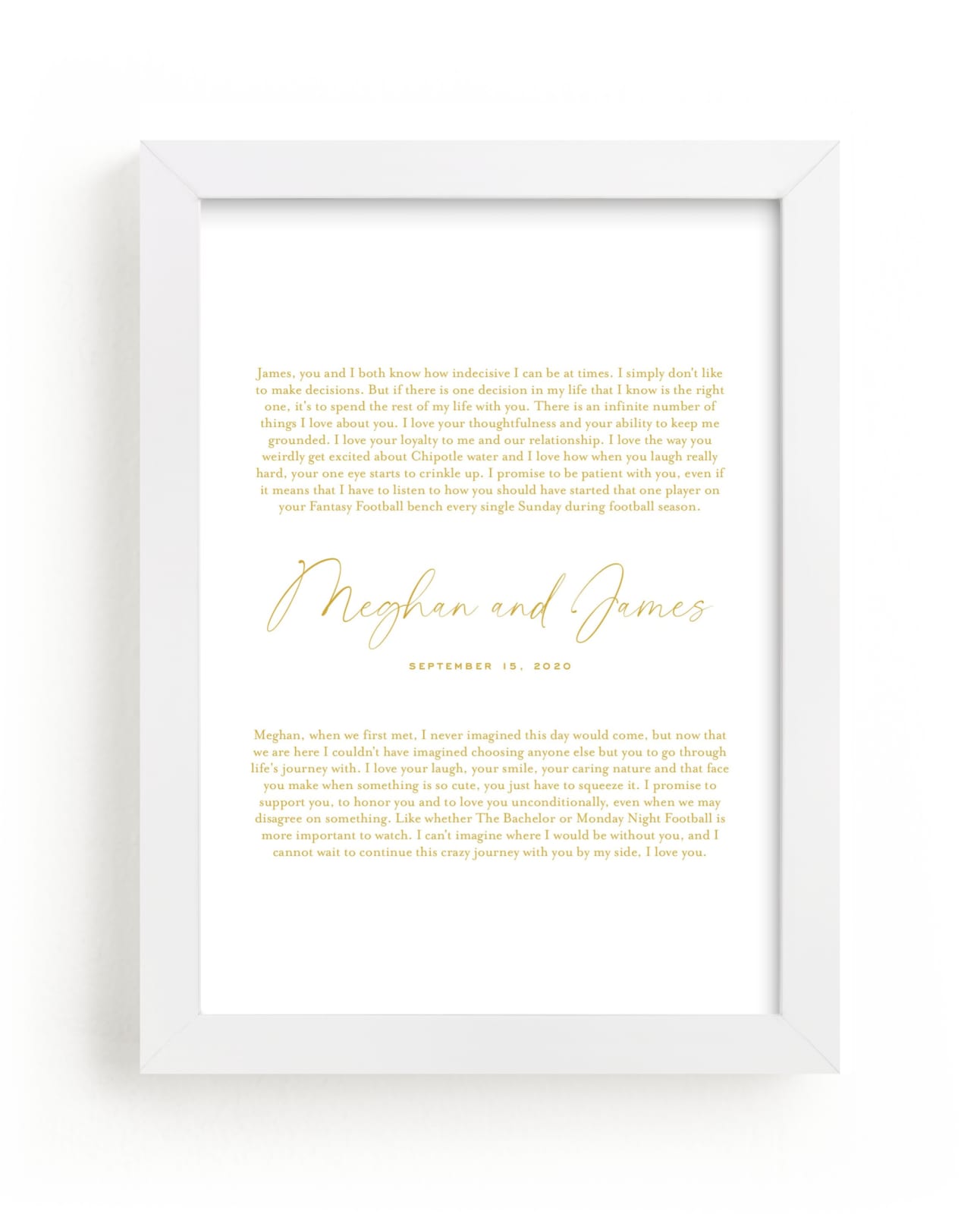This is a gold photos to art by Minted called Our Vows Foil Art Print.