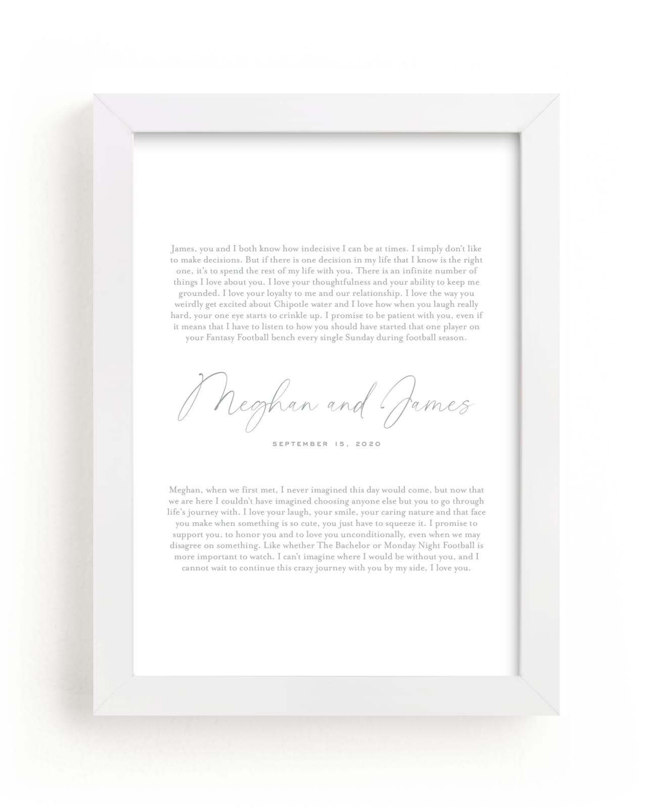 This is a silver photos to art by Minted called Our Vows Foil Art Print.