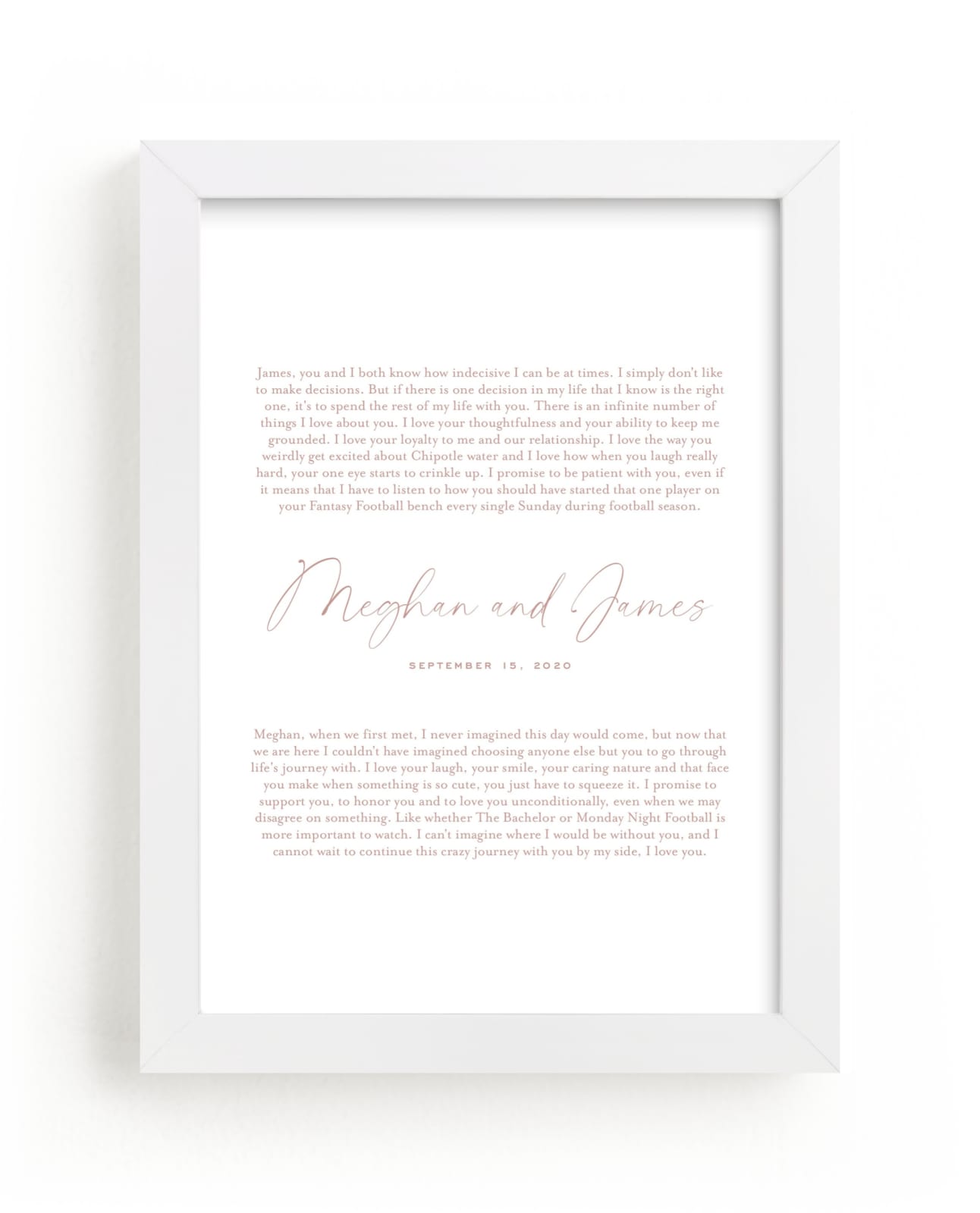 This is a rosegold photos to art by Minted called Our Vows Foil Art Print.