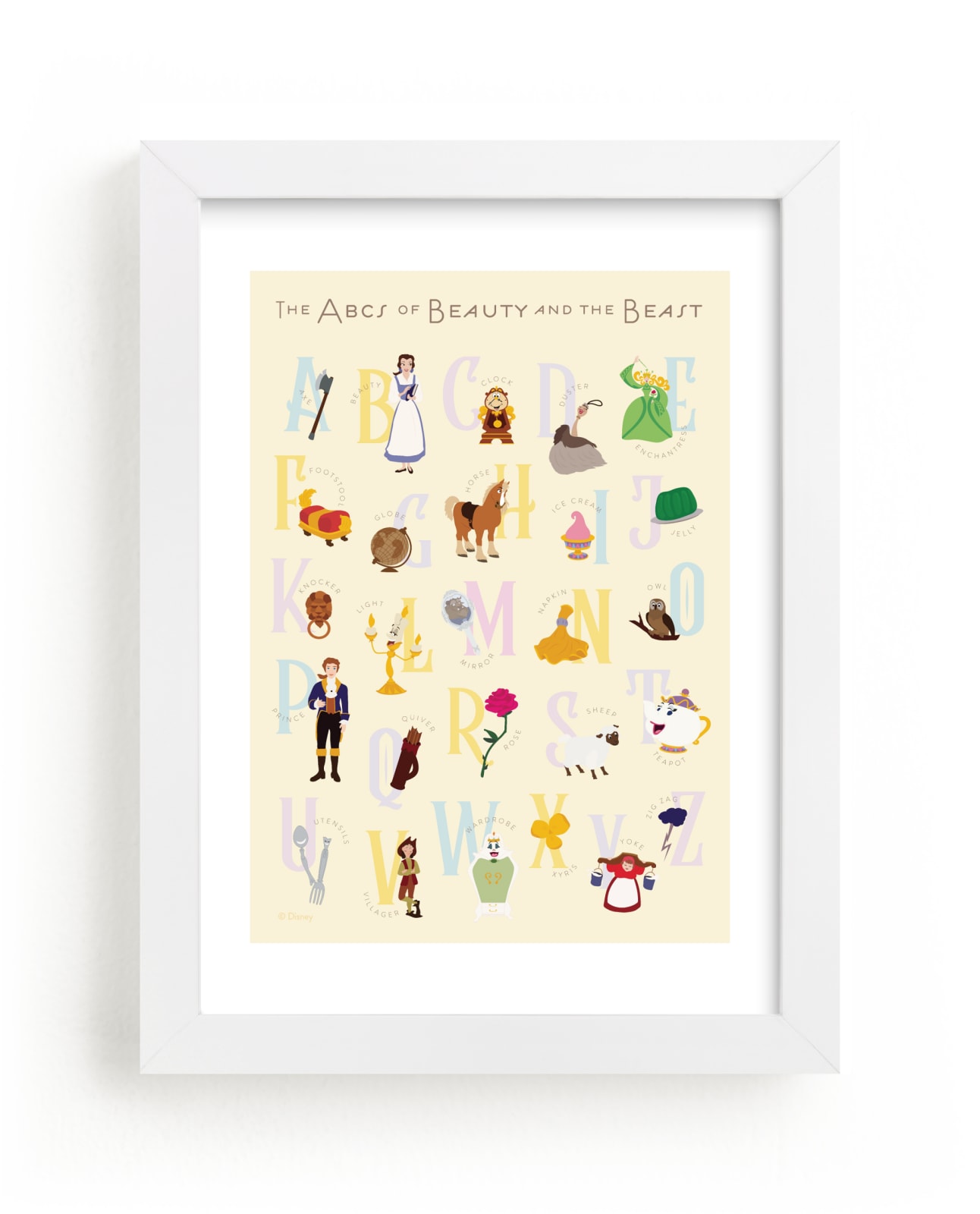 "The ABCs of Disney's Beauty and the Beast" - Limited Edition Art Print by Christie Kelly in beautiful frame options and a variety of sizes.
