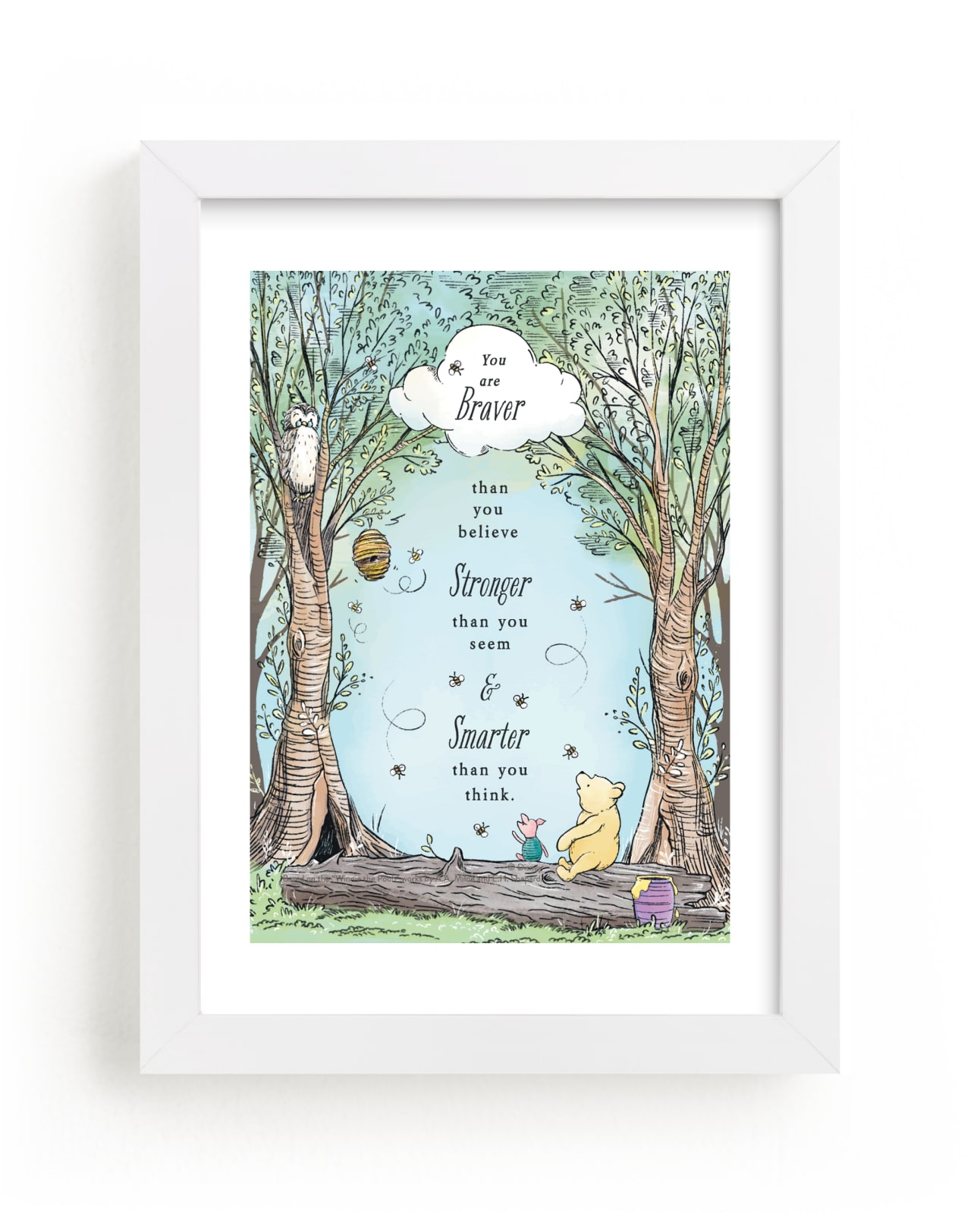"Disney's Winnie the Pooh in the Wood" - Limited Edition Art Print by Becky Nimoy in beautiful frame options and a variety of sizes.
