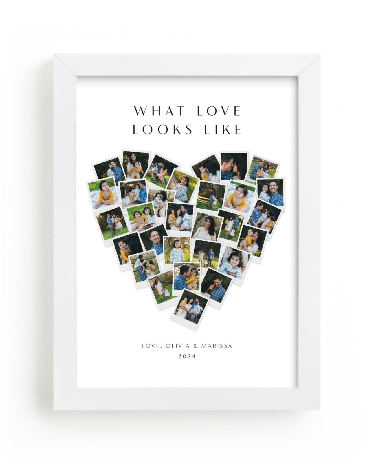 This is a white photo art by Minted called What Love Looks Like Heart Snapshot Mix®.