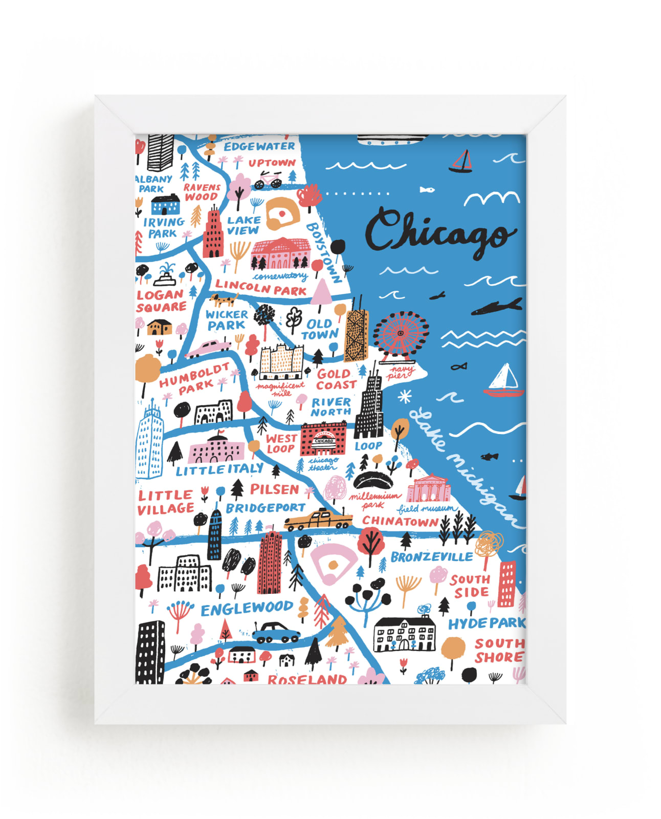 "I Love Chicago" - Limited Edition Art Print by Jordan Sondler in beautiful frame options and a variety of sizes.