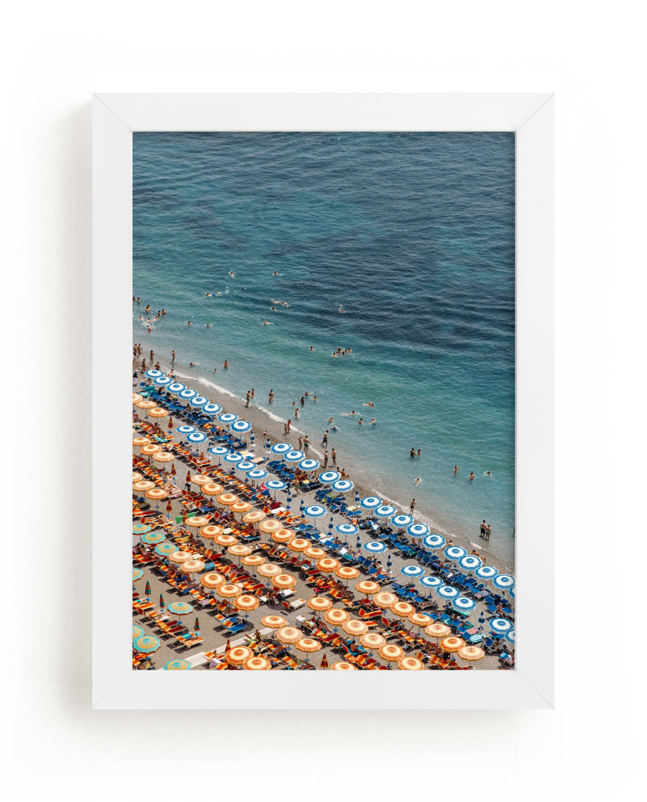 "Positano Beach Aerial" - Grownup Open Edition Non-custom Art Print by braden.studio in beautiful frame options and a variety of sizes.