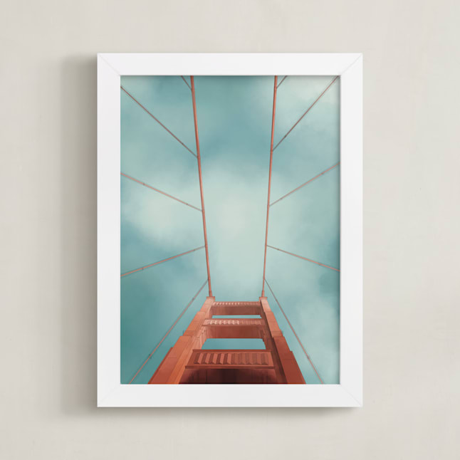 "San Francisco Golden Gate Bridge" - Art Print in Slate Blue by Lauren Cheng - Framed