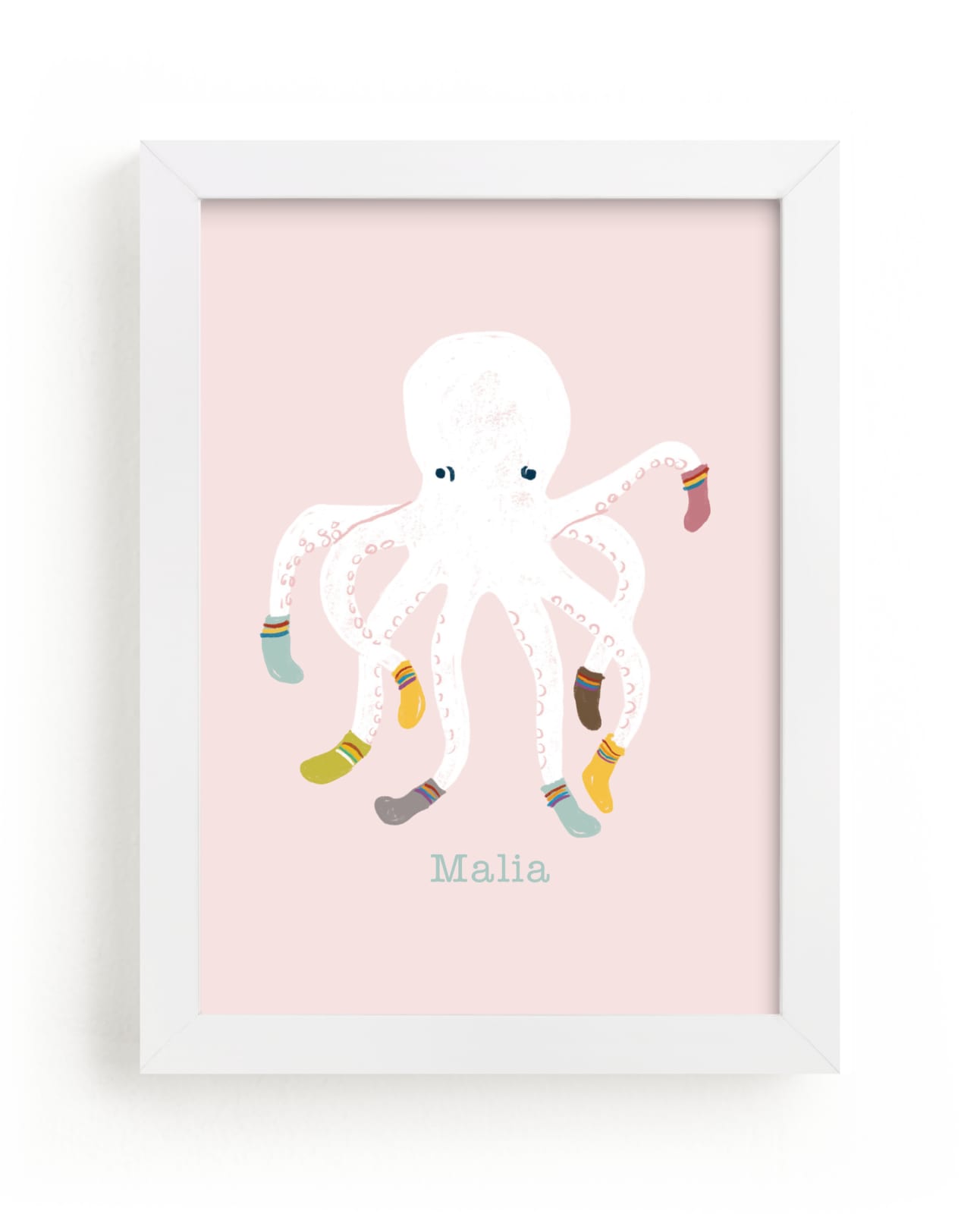 "Socktopus" - Custom Open Edition Children's Art Print by Celeste Duffy in beautiful frame options and a variety of sizes.