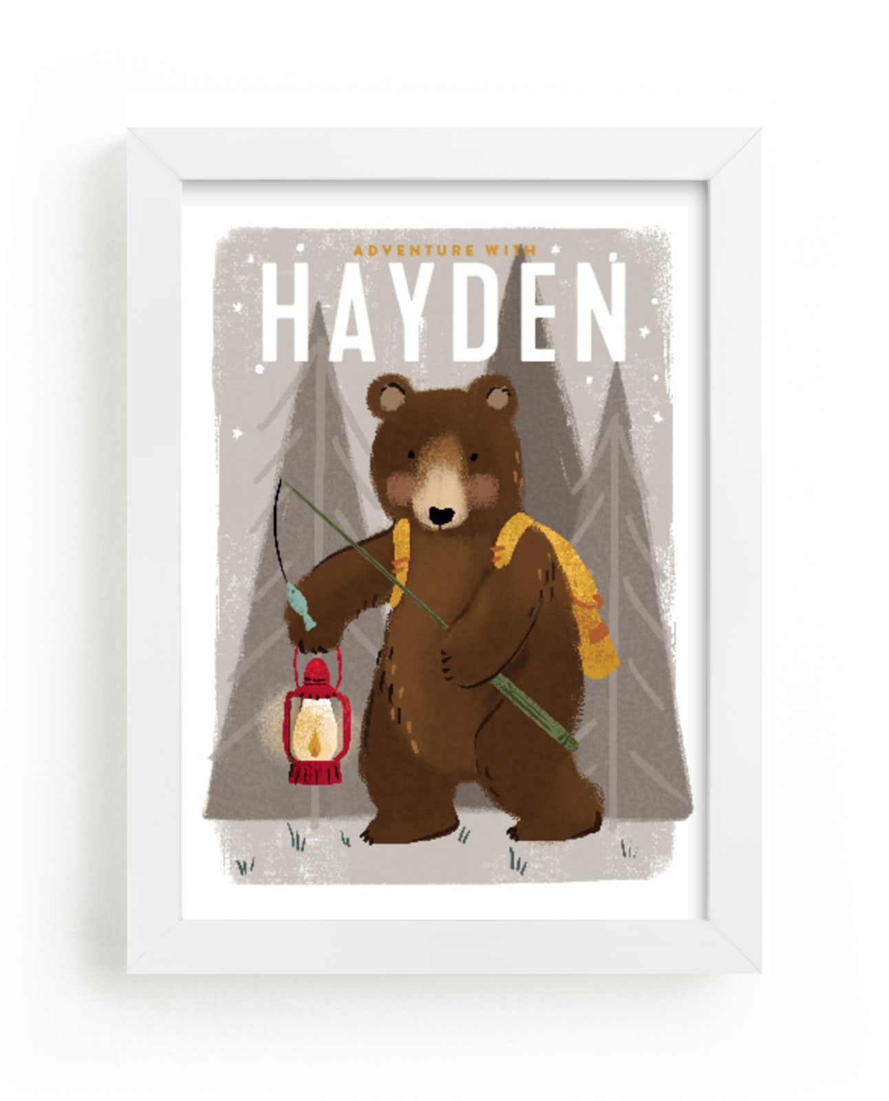 "Adventure bear" - Custom Open Edition Children's Art Print by Rebecca Durflinger in beautiful frame options and a variety of sizes.